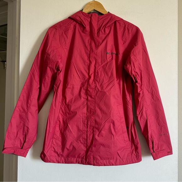 Columbia Jackets & Blazers - Columbia Pink Mesh Lining Zip Up 100% Nylon Hooded Rain Jacket size XS EUC